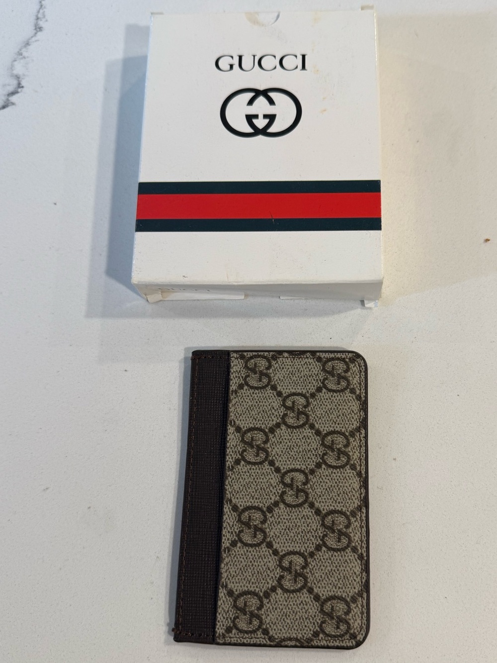 Gucci GG Supreme Beige and Brown Card & Key Holder - Picture 1 of 4